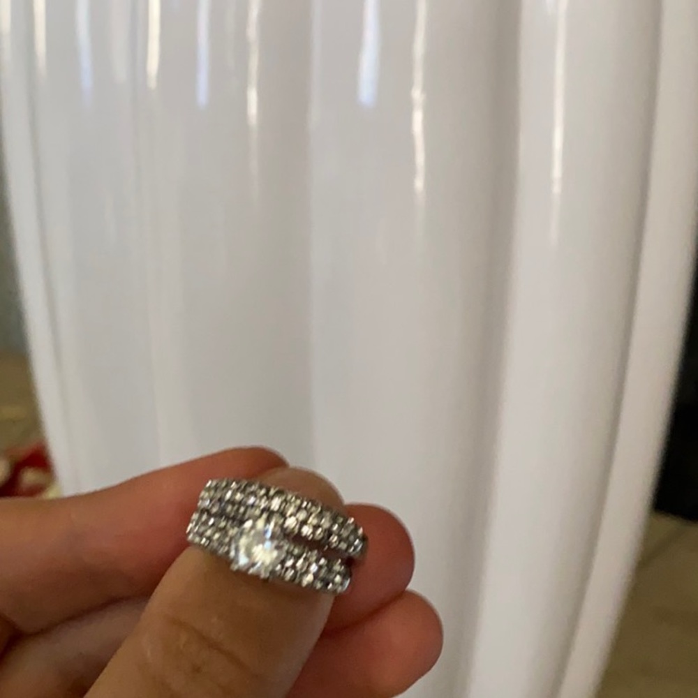 925 Sterling Silver Luxury Sapphire Ring Set - Picture 3 of 4